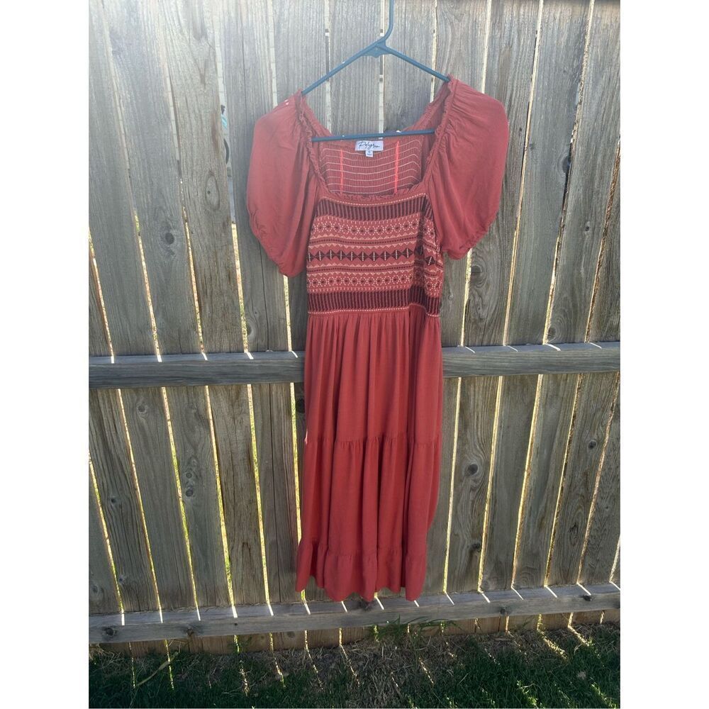Bohemian Rust Colored Midi Dress